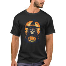 Halloween Witch Skull with Jack O Lantern Pumpkin