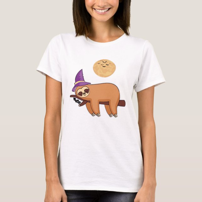 Halloween Witch Sloth Oversized T-Shirt (Front)