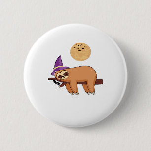 Halloween Witch Sloth Oversized T-Shirt 6 Cm Round Badge