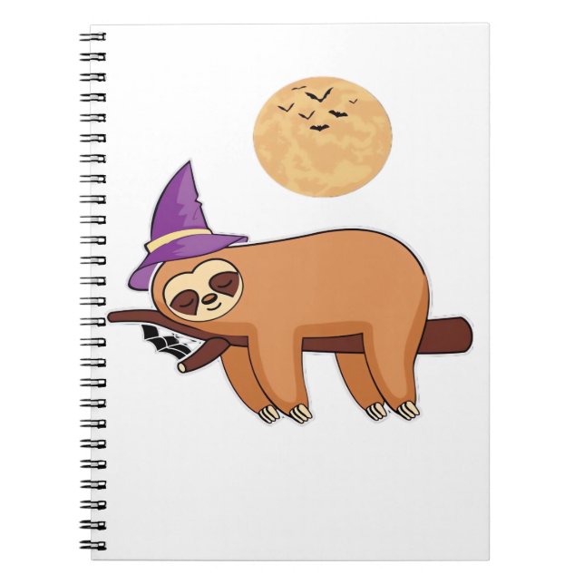 Halloween Witch Sloth Oversized T-Shirt Notebook (Front)