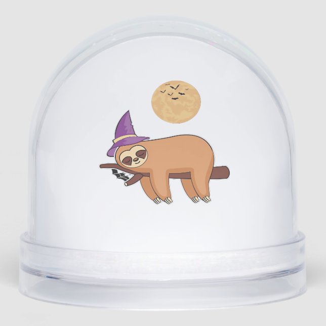 Halloween Witch Sloth Oversized T-Shirt Snowglobe (Front)
