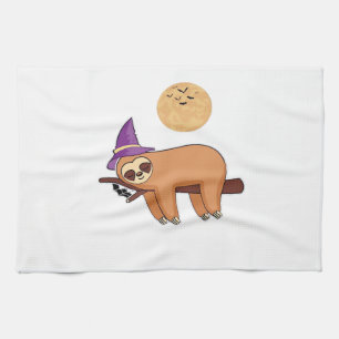 Halloween Witch Sloth Oversized T-Shirt Tea Towel