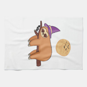 Halloween Witch Sloth Oversized T-Shirt Tea Towel
