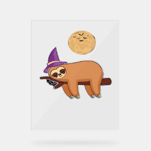 Halloween Witch Sloth Premium T-Shirt Acrylic Sign