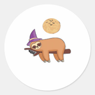 Halloween Witch Sloth Premium T-Shirt Classic Round Sticker