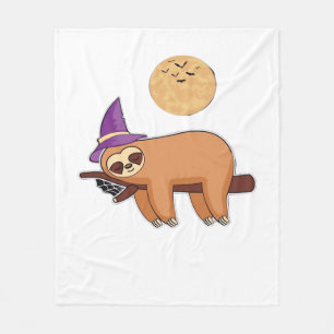 Halloween Witch Sloth Premium T-Shirt Fleece Blanket
