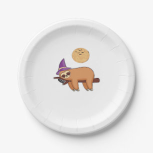 Halloween Witch Sloth Premium T-Shirt Paper Plate