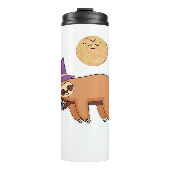 Halloween Witch Sloth Premium T-Shirt Thermal Tumbler (Front)