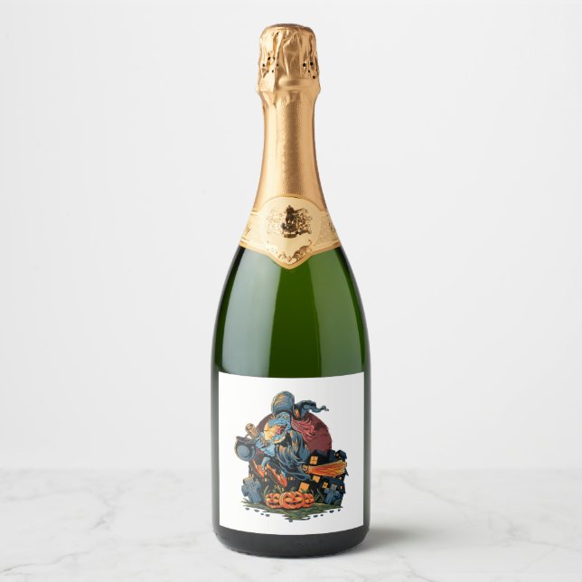 Halloween witch                                sparkling wine label (Front)