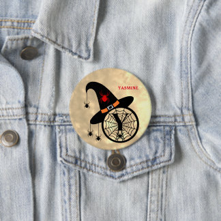 Halloween Witch Spider Monogram Y Custom Name 7.5 Cm Round Badge