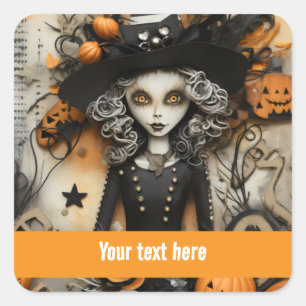 Halloween Witch Square Sticker