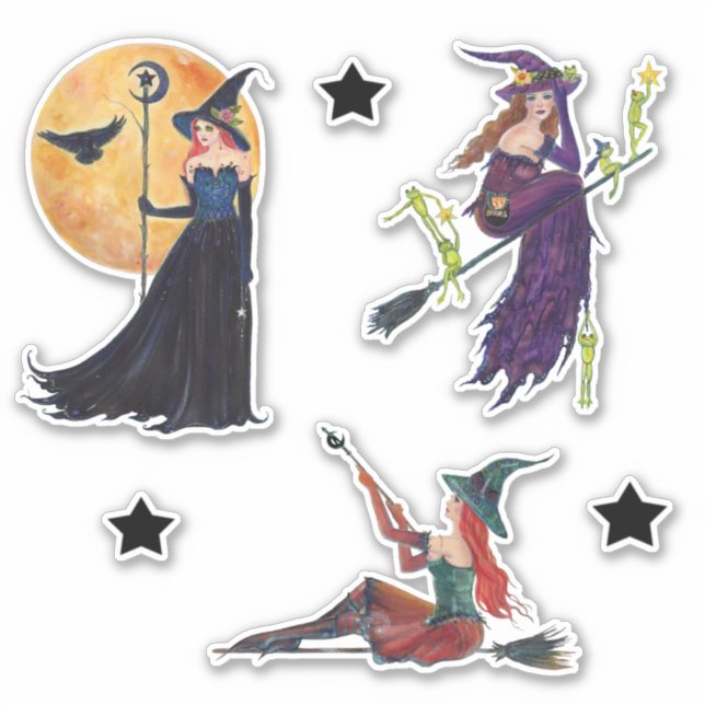 Halloween witch stickers fogs stars Renee Lavoie (Front)
