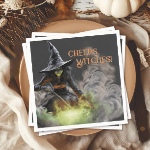 Halloween Witch Stirring Cauldron Napkin