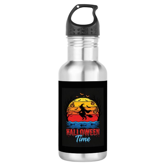 Halloween Witch Sunset Vector 532 Ml Water Bottle (Front)