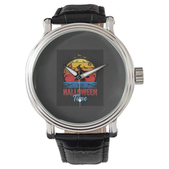Halloween Witch Sunset Vector Watch (Front)