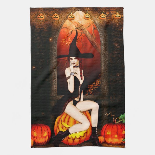 Halloween Witch Tea Towel (Vertical)