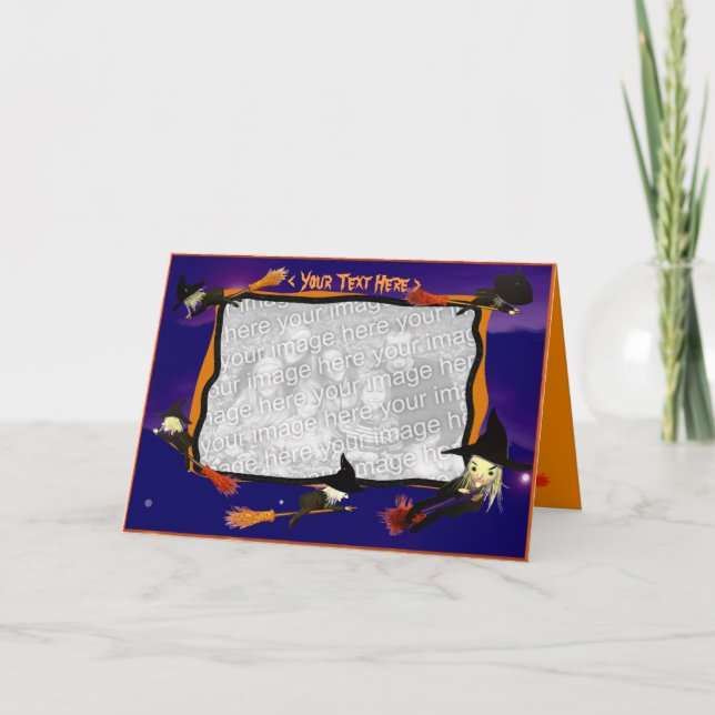 Halloween Witch Traffic (photo frame) Card (Front)