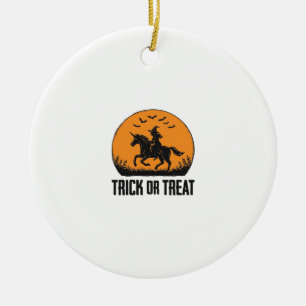 Halloween Witch Trick Or Treat Vintage Moon_1 Ceramic Tree Decoration