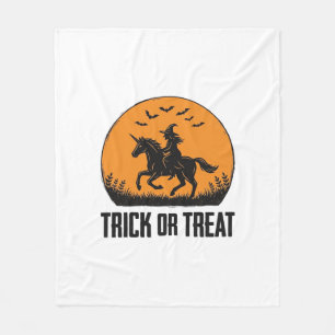 Halloween Witch Trick Or Treat Vintage Moon_1 Fleece Blanket