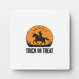 Halloween Witch Trick Or Treat Vintage Moon_1 Plaque