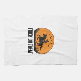 Halloween Witch Trick Or Treat Vintage Moon_1 Tea Towel
