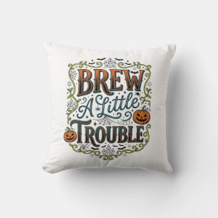 Halloween Witch Typography Brew A Little Trouble_1 Cushion