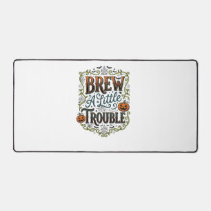 Halloween Witch Typography Brew A Little Trouble_1 Desk Mat