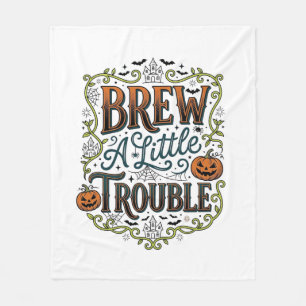Halloween Witch Typography Brew A Little Trouble_1 Fleece Blanket