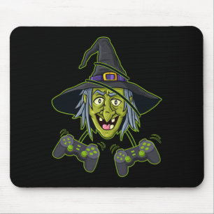 Halloween Witch Video Gamer Controllers Boys Kids Mouse Mat