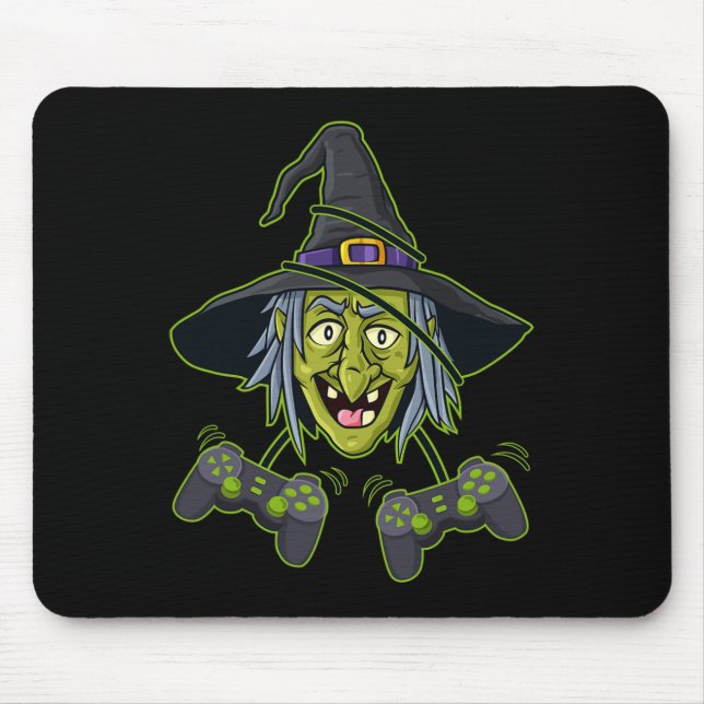 Halloween Witch Video Gamer Controllers Boys Kids  Mouse Mat (Front)