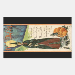 Halloween Witch Vintage Rectangular Sticker