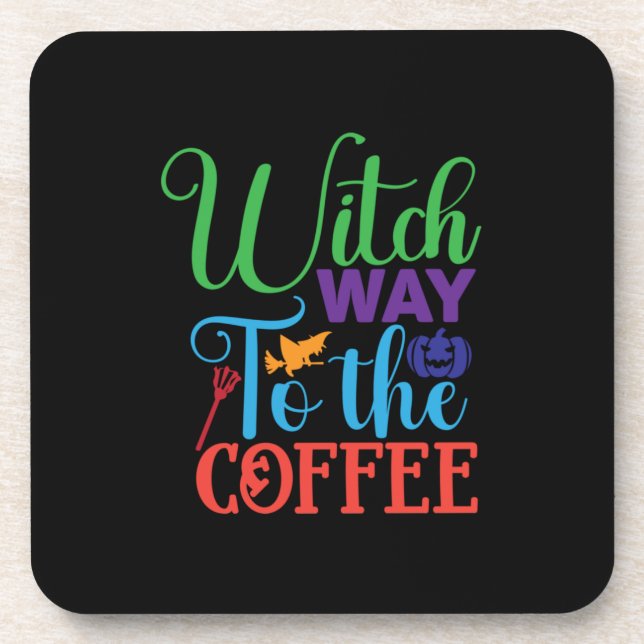Halloween Witch Way To The Coffee Coaster (Front)