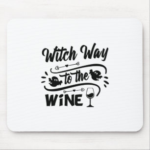 Halloween Witch Way To The Wine Birthday Mouse Mat