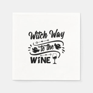 Halloween Witch Way To The Wine Birthday Napkin