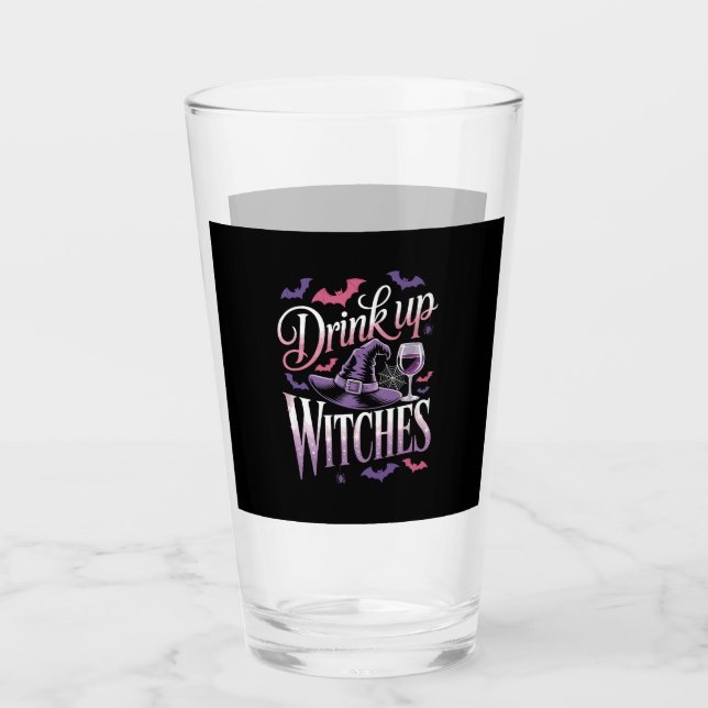 Halloween Witch Wine � Drink Up Glass (Front)