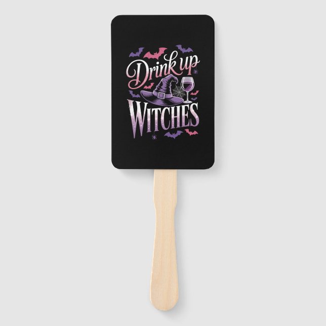 Halloween Witch Wine � Drink Up Hand Fan (Front)