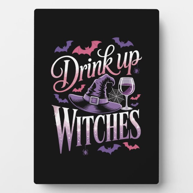 Halloween Witch Wine � Drink Up Plaque (Front)