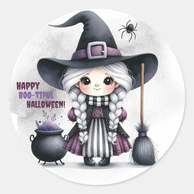 Halloween Witch Witchcraft Wizards Castle Classic Round Sticker (Front)