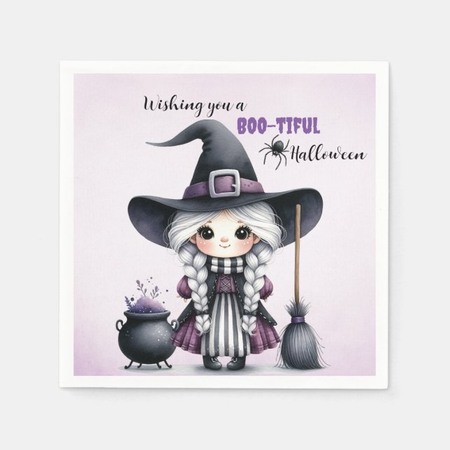 Halloween Witch Witchcraft Wizards Castle Napkin (Front)