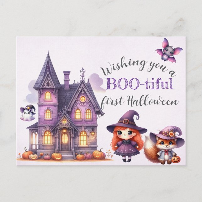 Halloween Witch Witchcraft Wizards Castle Postcard (Front)