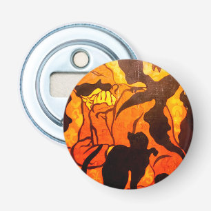 Halloween Witch with a Black Cat Bottle Opener