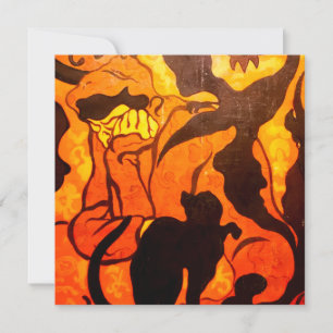 Halloween Witch with a Black Cat Card