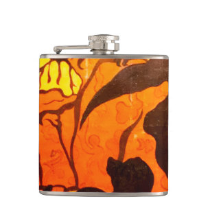 Halloween Witch with a Black Cat Hip Flask