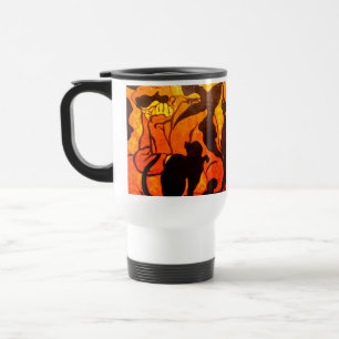 Halloween Witch with a Black Cat Travel Mug