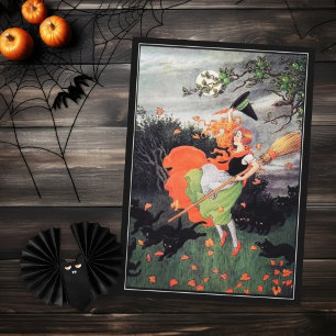 Halloween Witch with Black Cats Card
