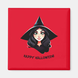 Halloween witch with black hair magnet