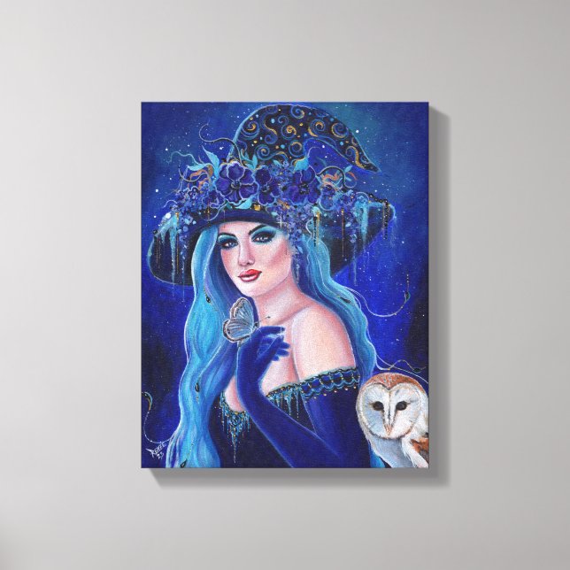 Halloween witch with butterflies by Renee Lavoie Canvas Print (Front)