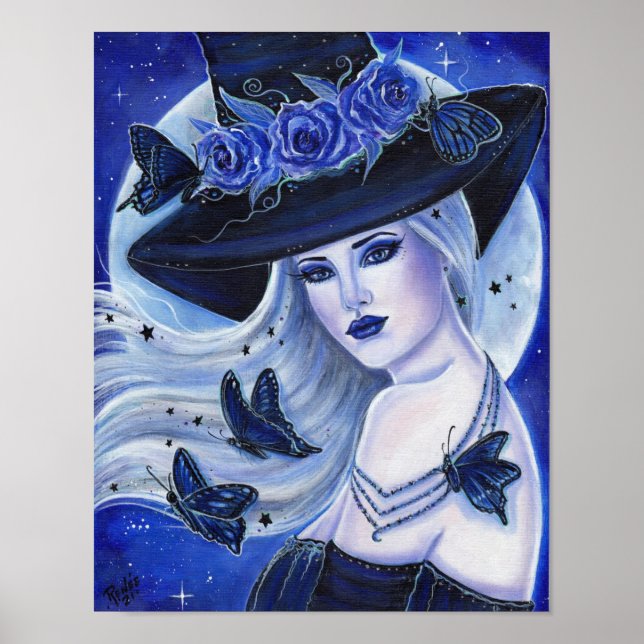 Halloween witch with butterflies by Renee Lavoie Poster (Front)