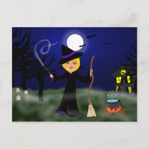 Halloween Witch with Cauldron Postcard