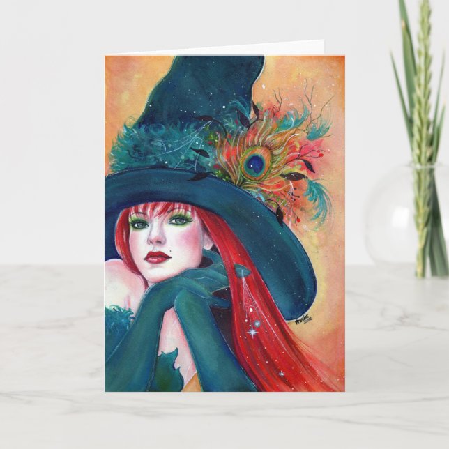 Halloween Witch with Feather card by Renee Lavoie (Front)